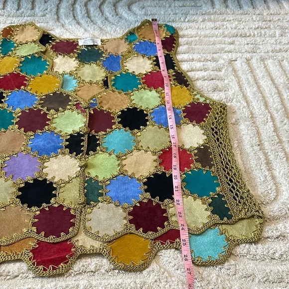 Vintage Multicolor Patchwork Crochet Vest - Picture 8 of 10